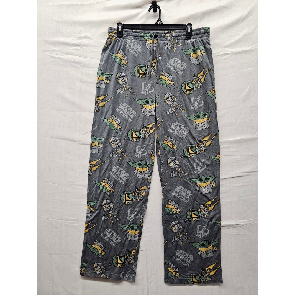 Star Wars Mens Mandalorian Pajama Pants Grey Cotton Casual Size XL